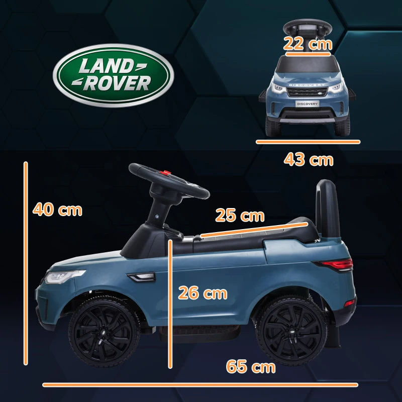 Light blue Land Rover licensed kids electric ride-on car with front headlights and steering wheel