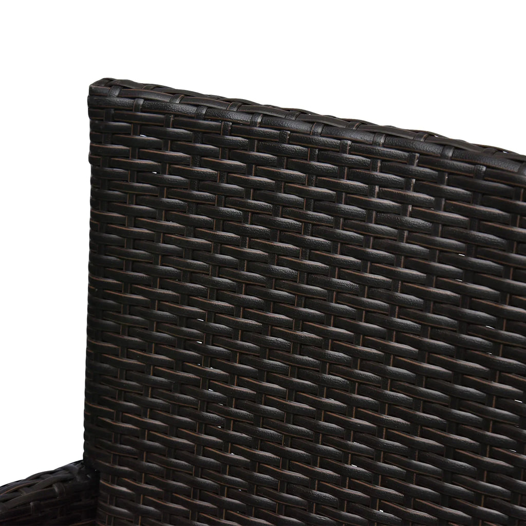 2 Pieces Outdoor PE Rattan Dining Chairs Set with Cushion, Garden Armchair with Armrests, High Backrest, Metal Frame Patio Wicker Furniture, Coffee - Bobobiy