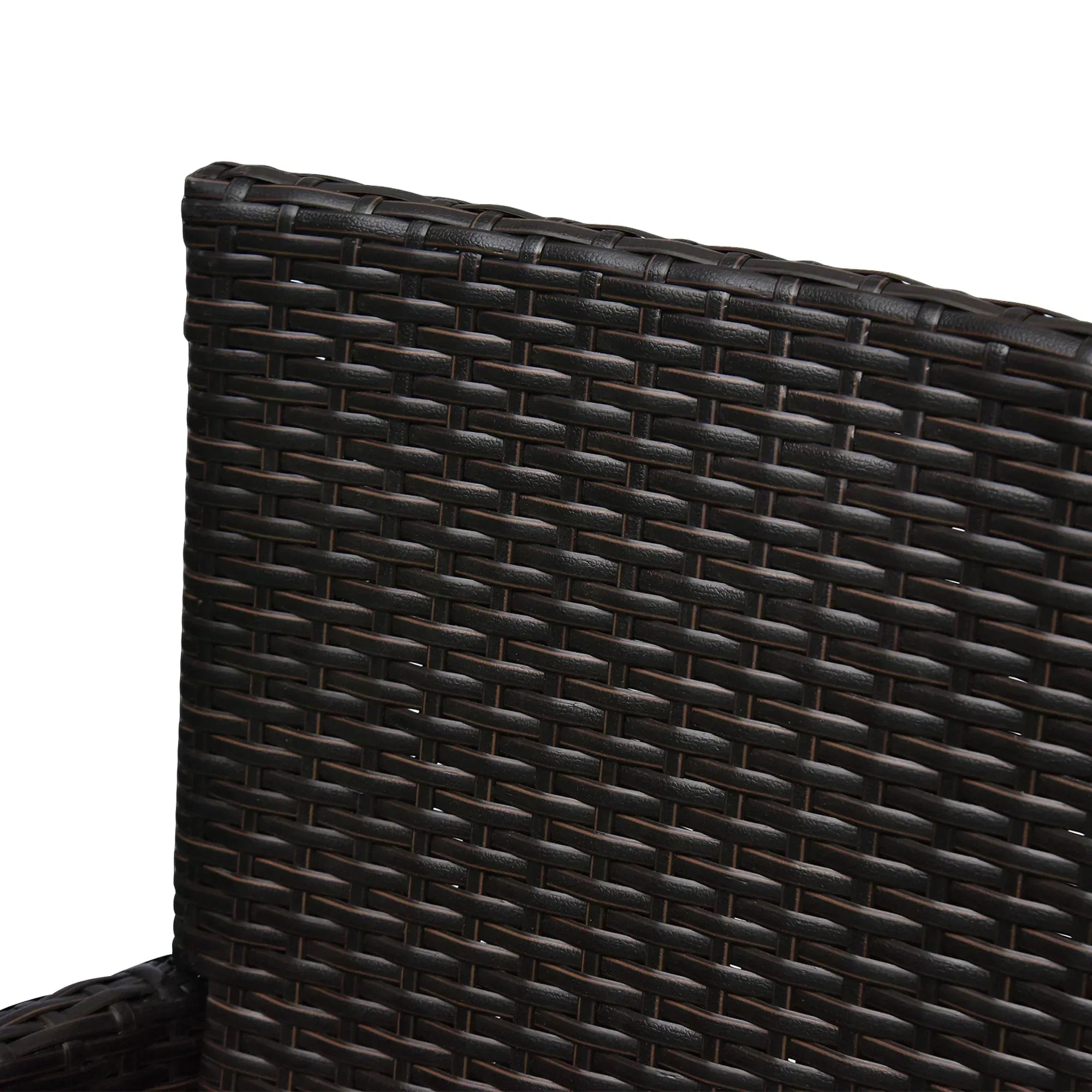 2 Pieces Outdoor PE Rattan Dining Chairs Set with Cushion, Garden Armchair with Armrests, High Backrest, Metal Frame Patio Wicker Furniture, Coffee - Bobobiy