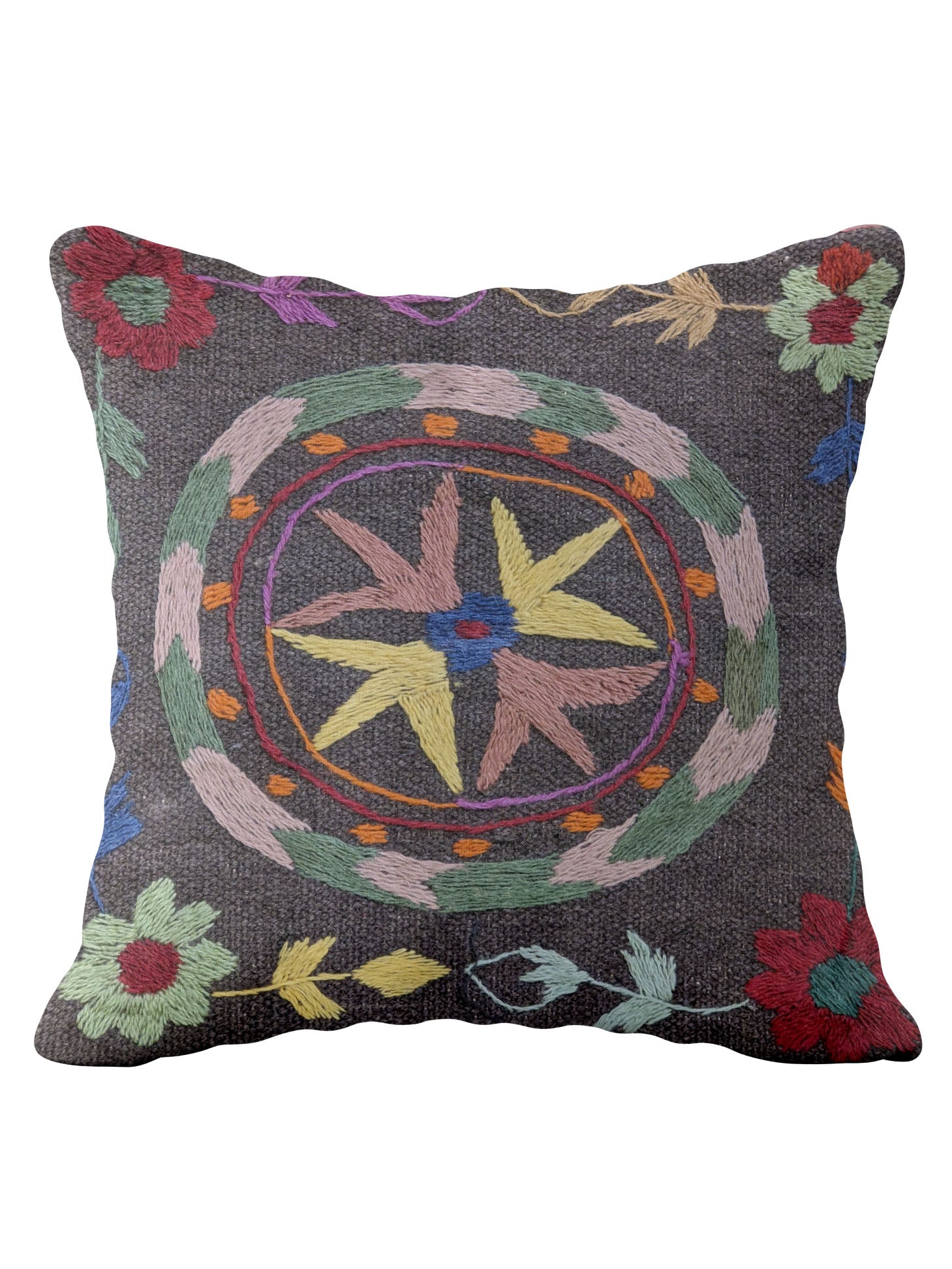 Suzani Hand Embroidered Cushion Cover - 45 x 45 cm - Handmade