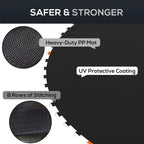 Black heavy-duty trampoline mat fabric with double stitching and UV protective coating