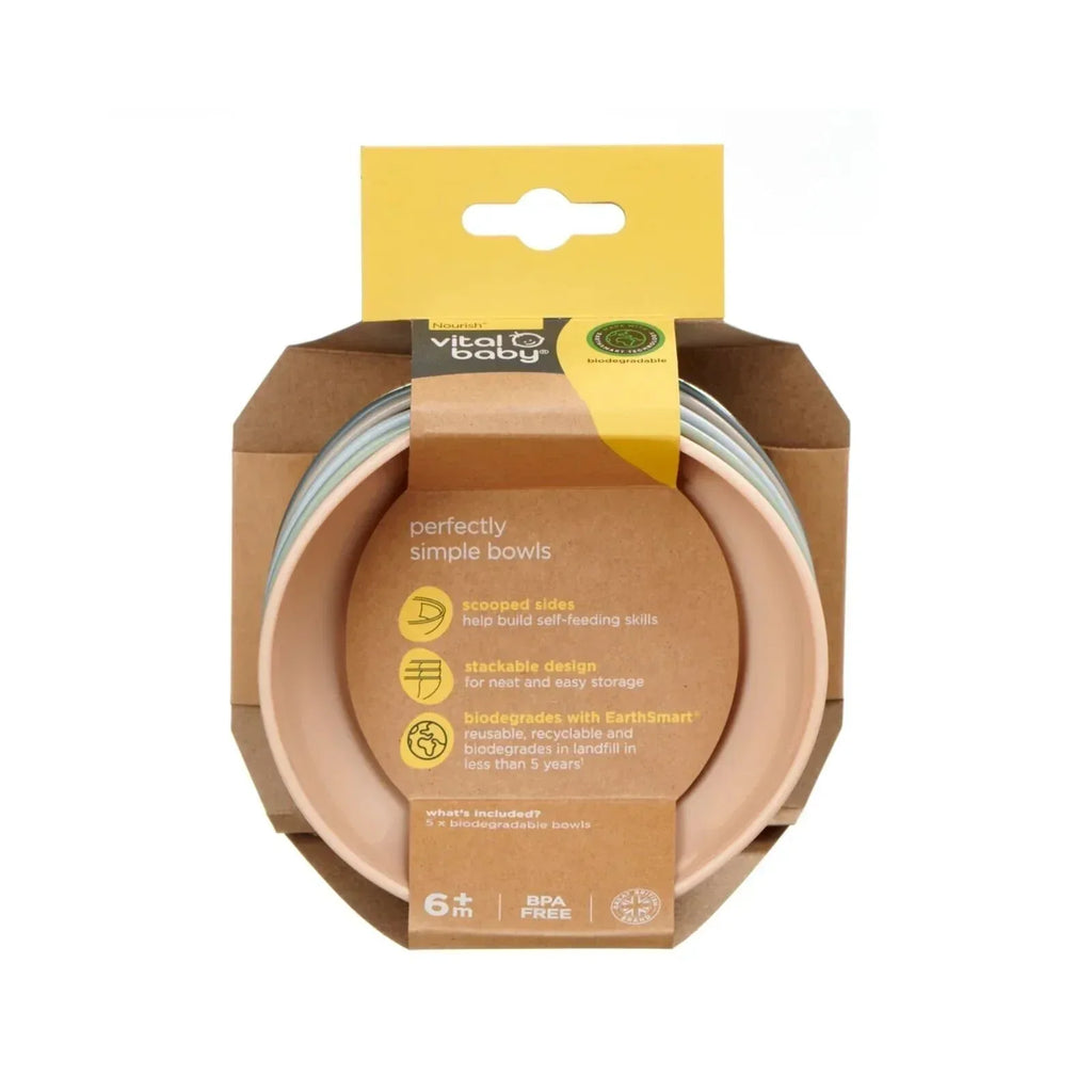Vital Baby Nourish Perfectly Simple Bowl Pack of 5 - Bobobiy