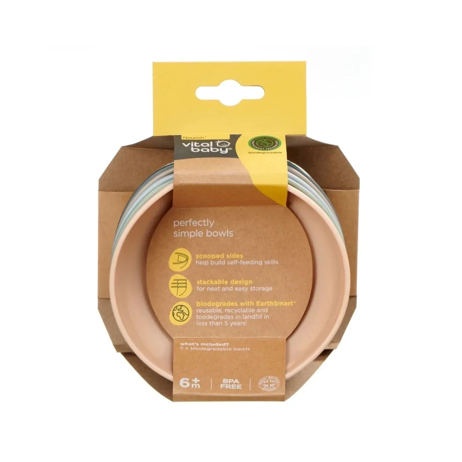 Vital Baby Nourish Perfectly Simple Bowl Pack of 5 - Bobobiy