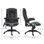 Black high-back office chair shown from front and side with adjustable height