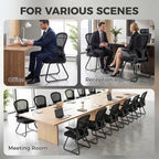 Black mesh-back reception chair with flip-up armrests and steel base