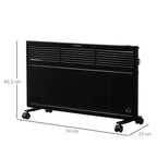 Black convector radiator on caster wheels with vented front grille