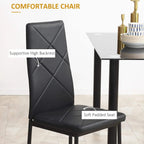 Black padded dining chair with high back and diamond quilting, soft seat cushion
