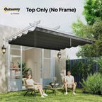 Dark grey top-only pergola canopy fabric over a porch entrance