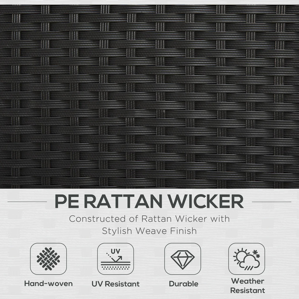 4-Seater Rattan Sofa Set Garden Rattan Furniture Wicker Steel Chair Seat Furniture Patio Rattan Garden Sofa Black - Bobobiy