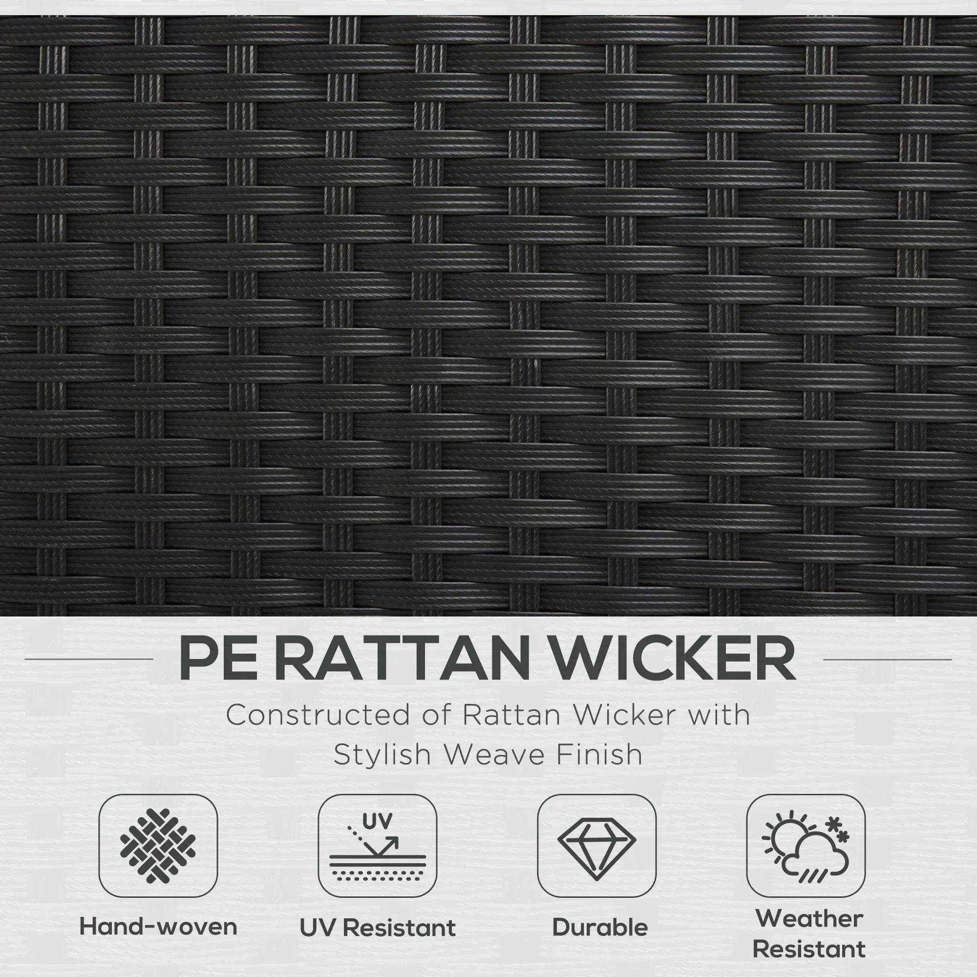 4-Seater Rattan Sofa Set Garden Rattan Furniture Wicker Steel Chair Seat Furniture Patio Rattan Garden Sofa Black - Bobobiy