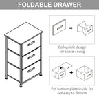 Foldable drawer design for grey linen 3-tier drawer cabinet storage unit
