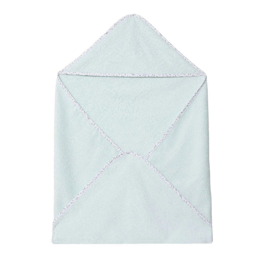 Baby hooded bath towel, light blue with cross-seam and stitched trim