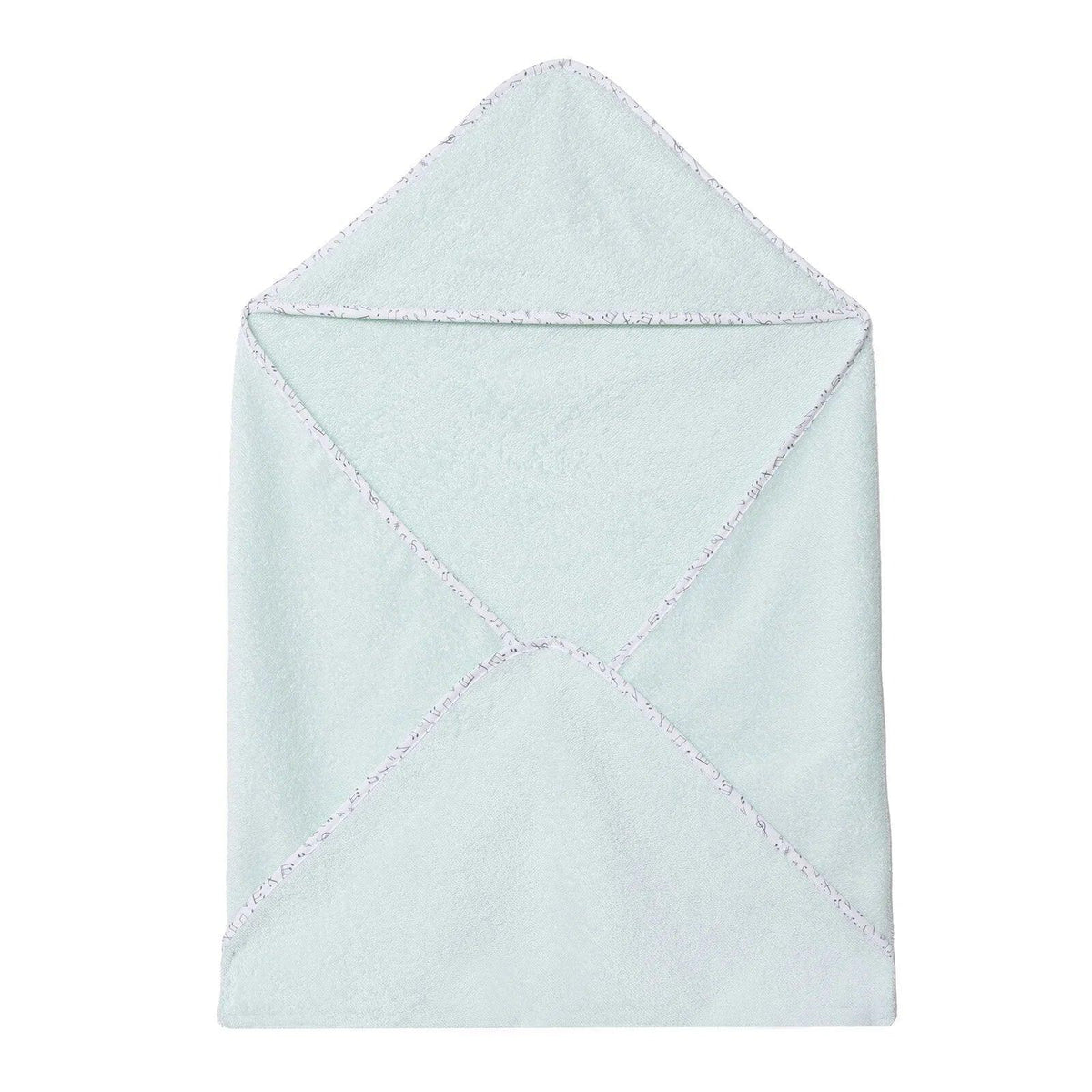 Baby hooded bath towel, light blue with cross-seam and stitched trim