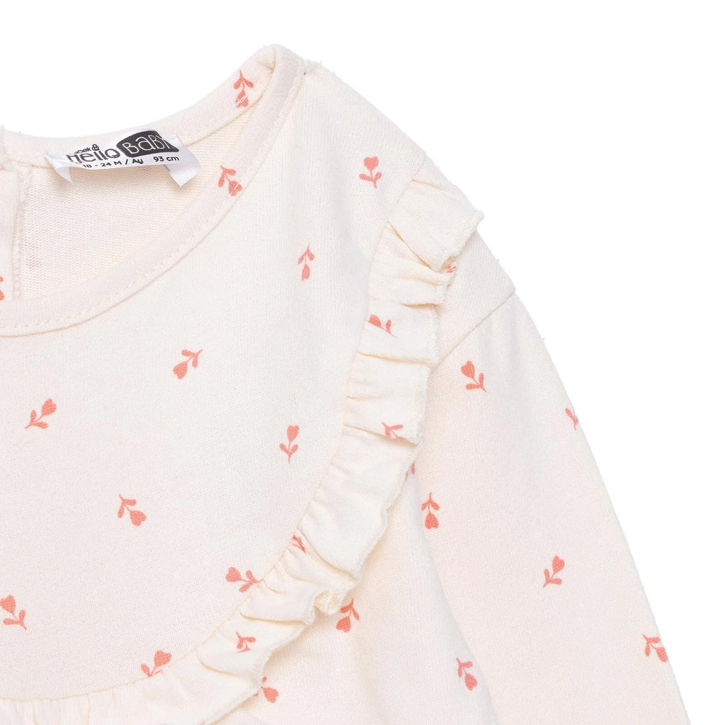 HelloBaby Winter Cherry Dress - Ecru Printed