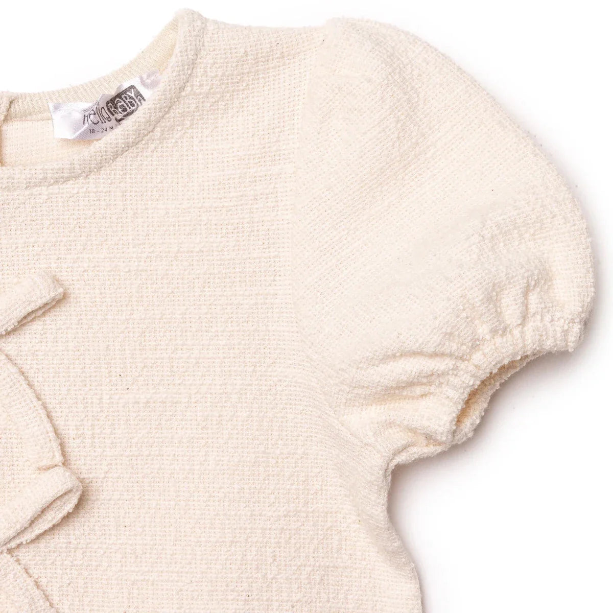 HelloBaby Girls Dress Bow Pastel Dreams Crew Neck Short Sleeve - Ecru