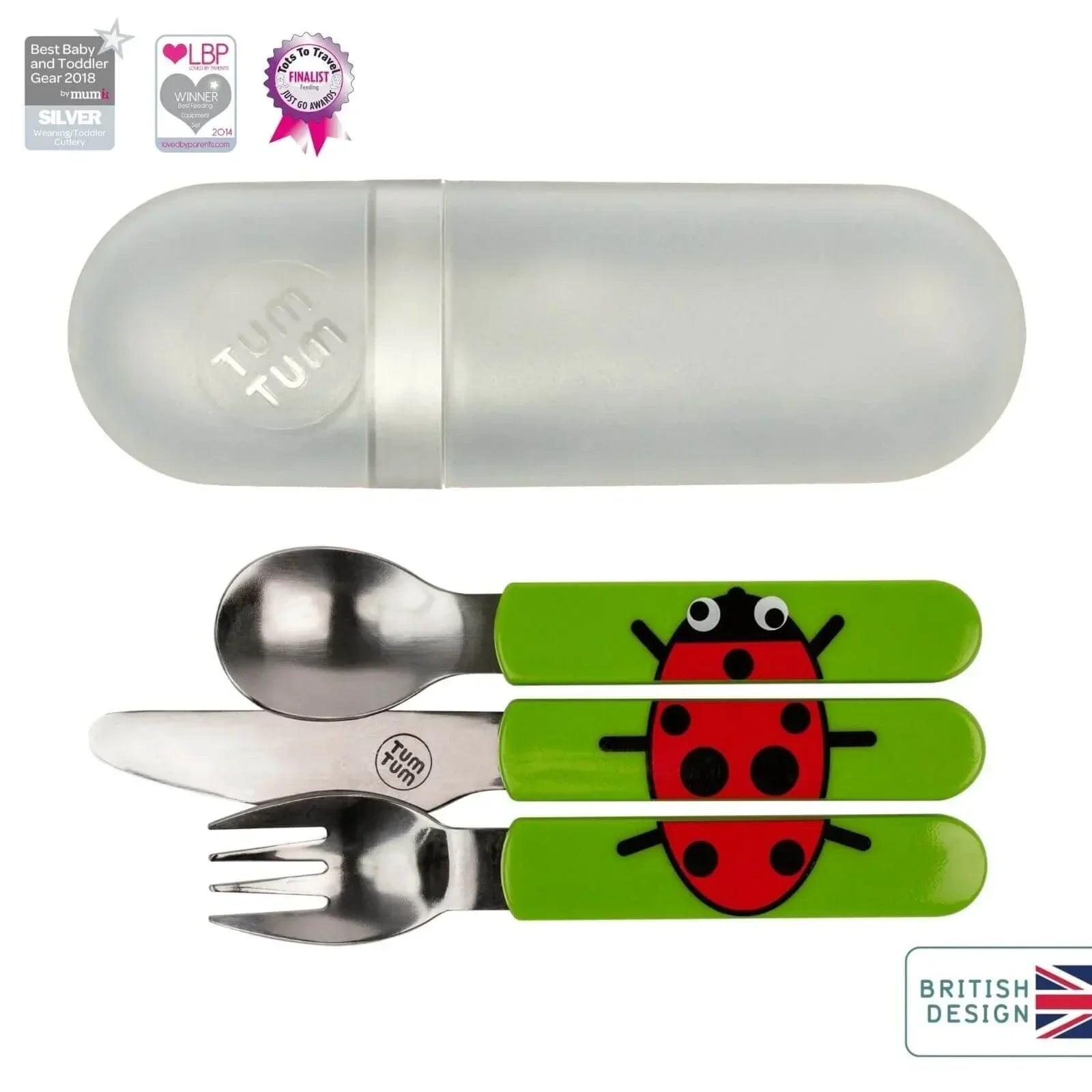 TUM TUM Travel Cutlery Set with Case - Ladybird - Bobobiy