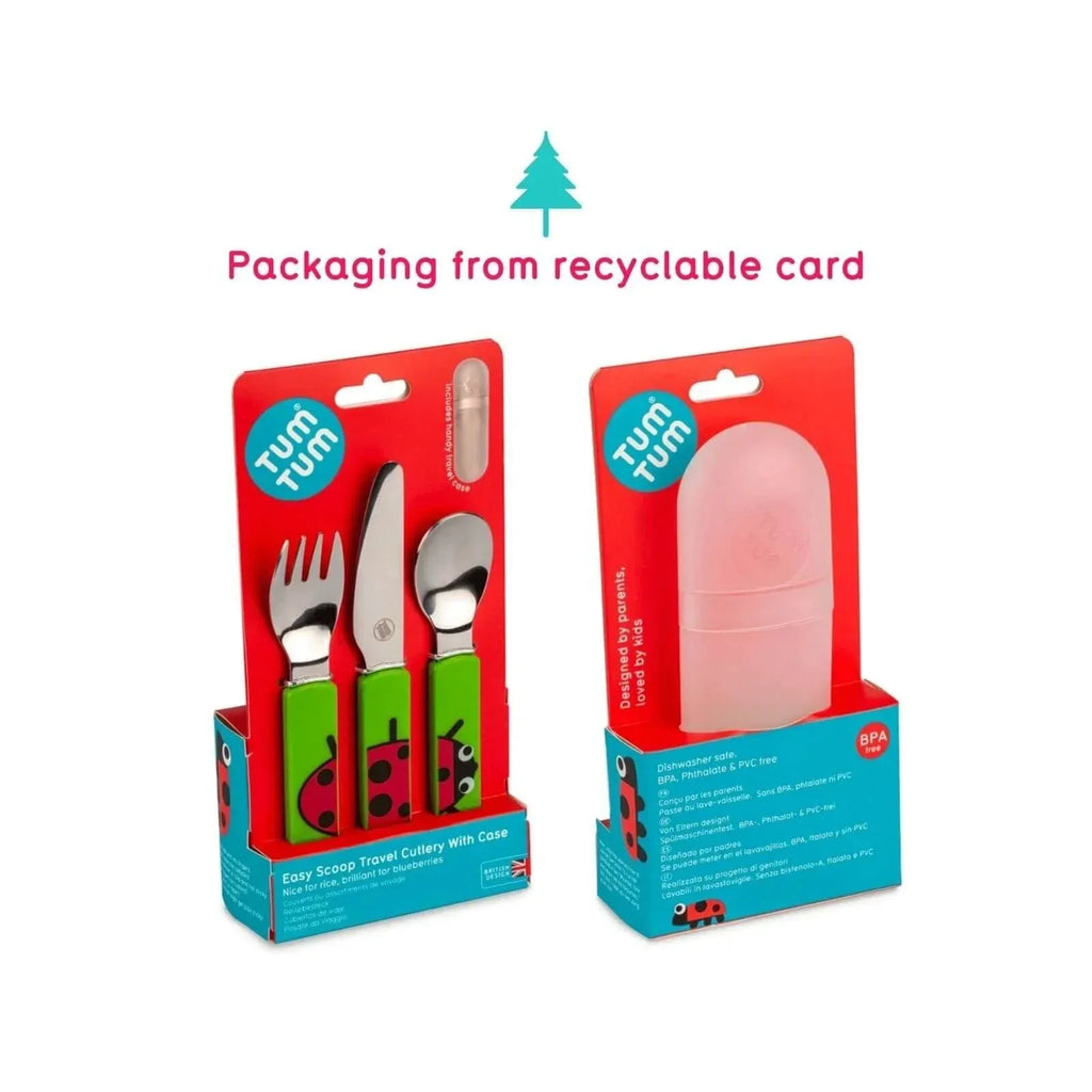 TUM TUM Travel Cutlery Set with Case - Ladybird - Bobobiy