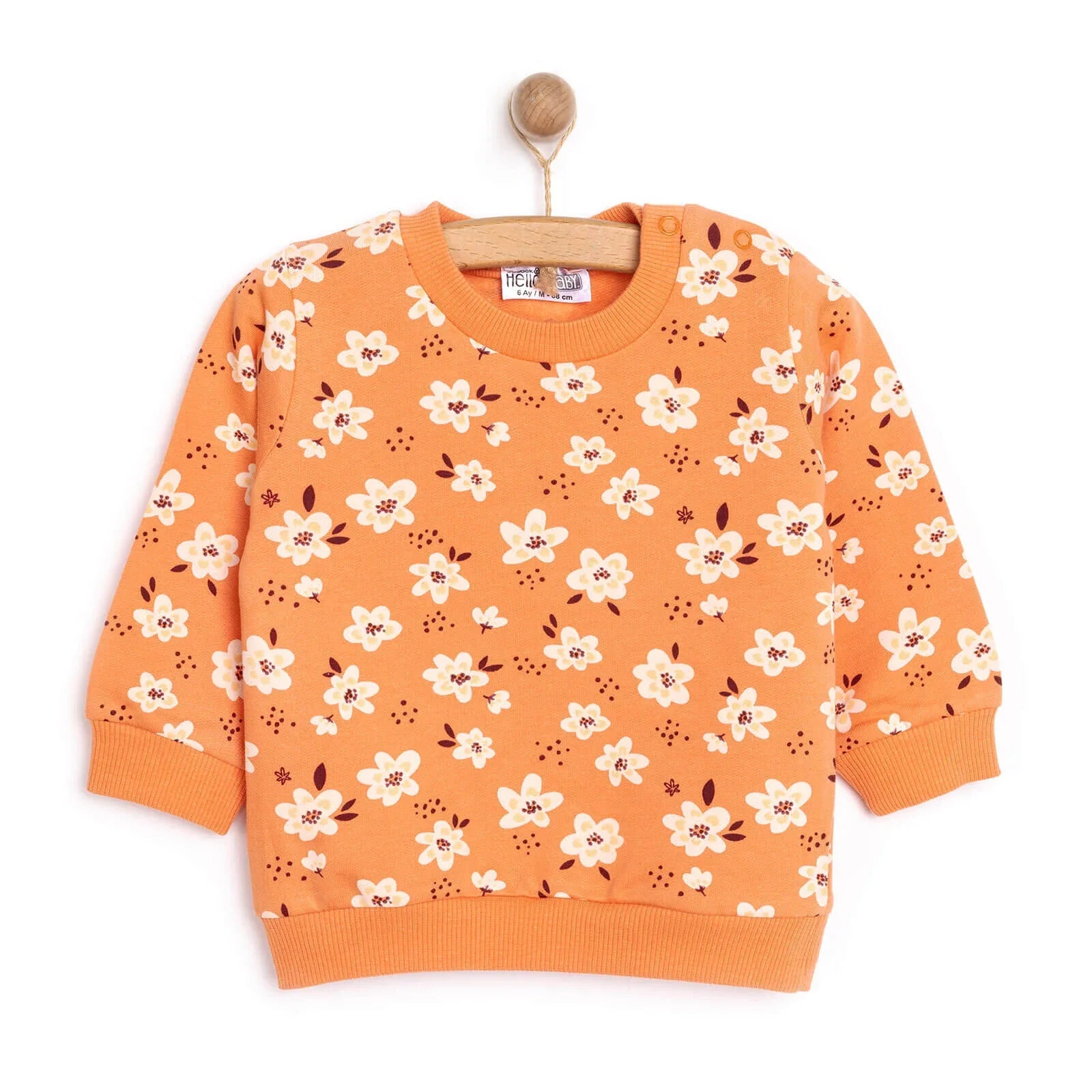 HelloBaby Baby Girl Basic Flower Printed Sweatshirt - Printed