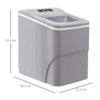 Silver countertop ice cube machine with front ice window and slanted control panel
