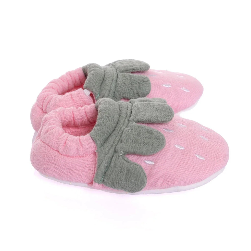 HelloBaby pink girls booties with gray dinosaur foot detail