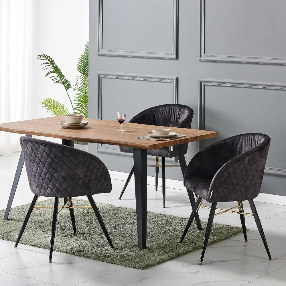 Vittorio Rocco LUX 5PCs Dining Set includes an Oak Dining Table and Set of 4 Dining Chairs - Bobobiy