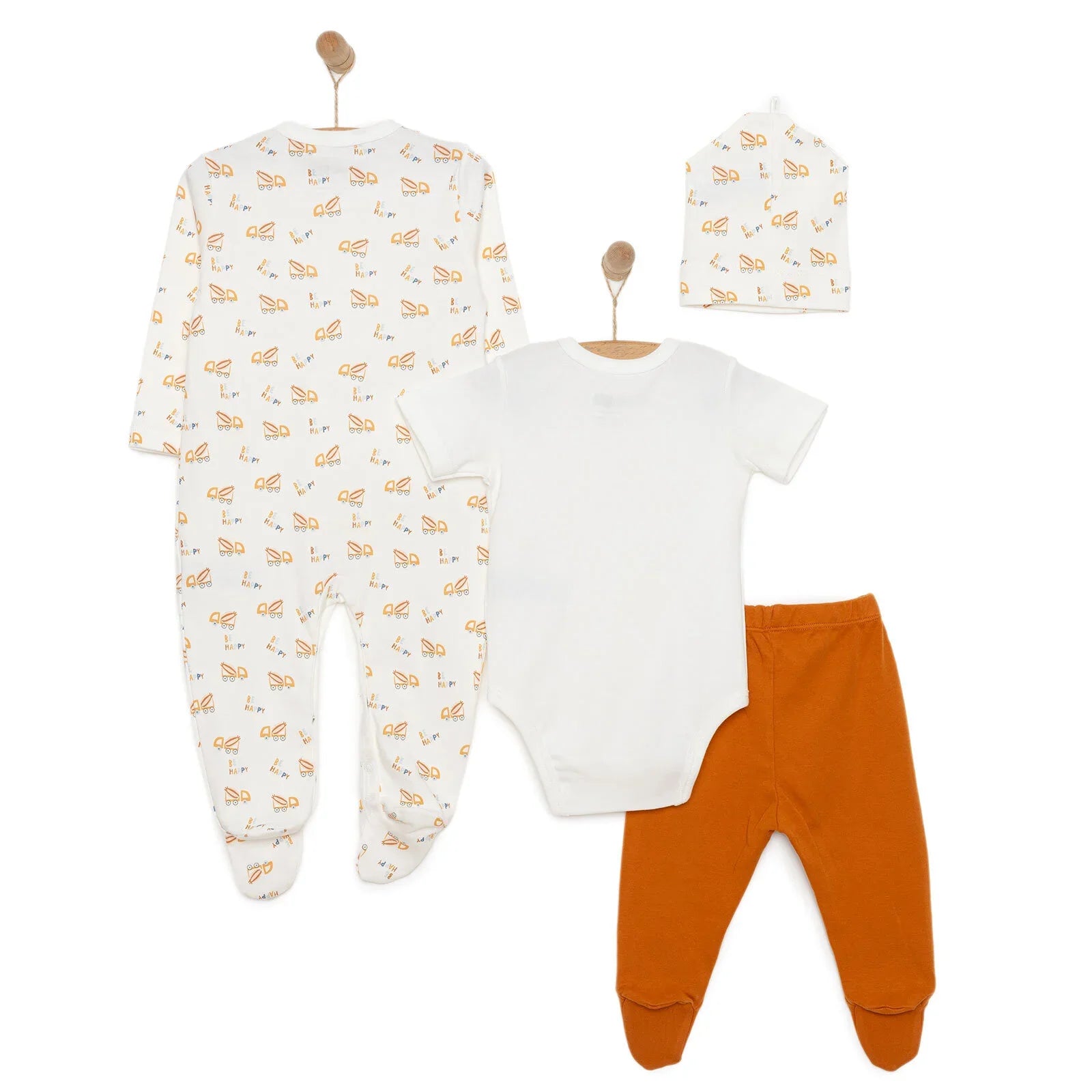 HelloBaby Boy Newborn Set 4 pcs - Dark Orange