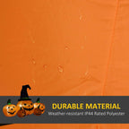 Orange inflatable pumpkin display with witch hat and water-resistant fabric surface