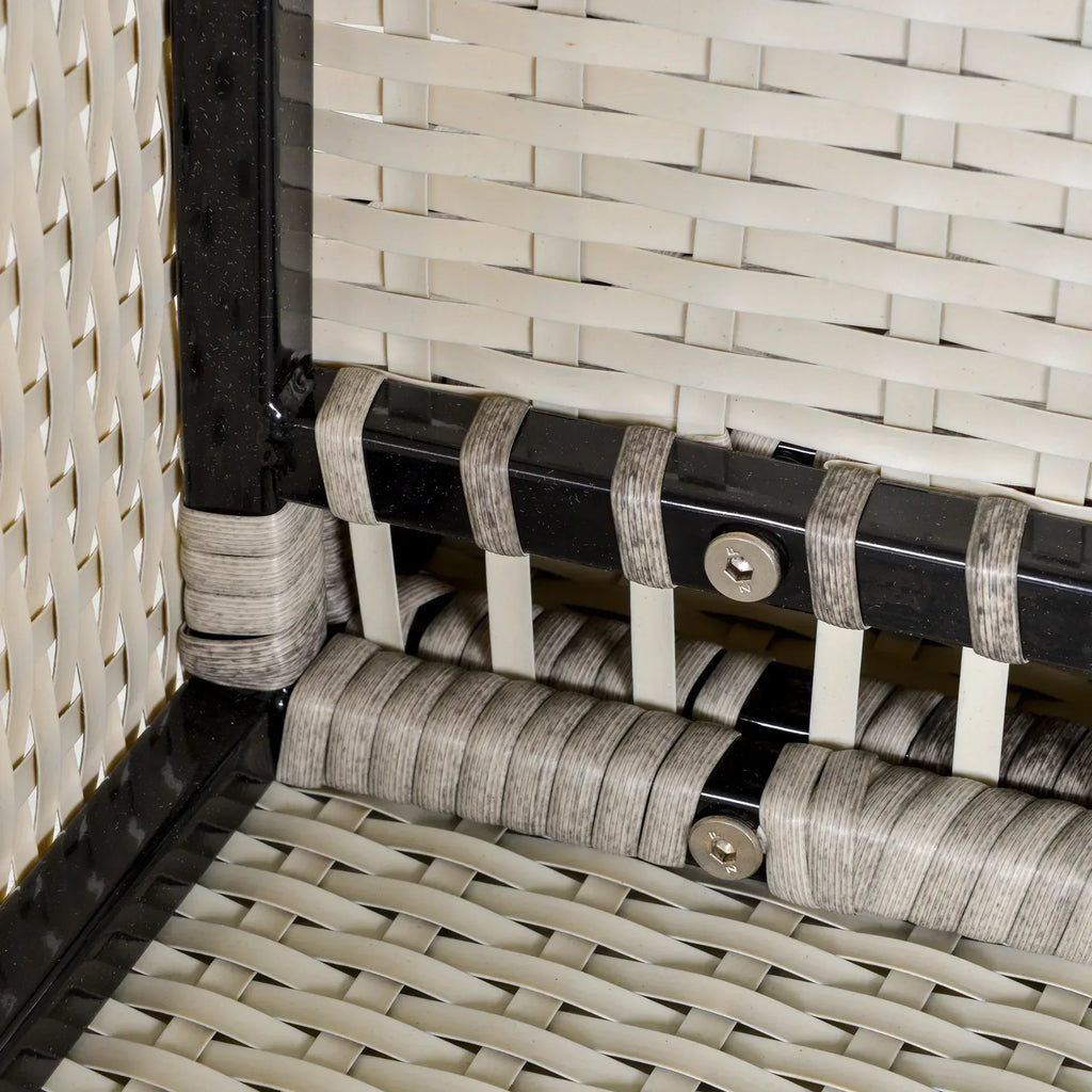 Outdoor PE Rattan Furniture with Cushions, Garden Armless Chair with Adjustable Footpads and Back Support Cushion, for Garden, Yard, Terrace, Light Grey - Bobobiy