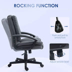 Dark grey mid-back office chair with recline base and cushioned seat