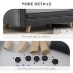 Grey dog sofa bed with wooden legs and anti-slip protective foot pads