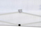 White gazebo canopy corner bracket and joint connecting roof frame beams