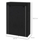 Black foldable fabric wardrobe with side panels; dimensions shown: 103 x 43 x 162.5 cm.
