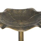 Bronze-tone lotus leaf bird bath basin with raised veins and rim