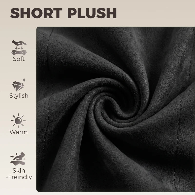 Black velvet-feel plush fabric texture for padded seat