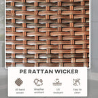 Brown PE rattan wicker tabletop texture with tight woven pattern