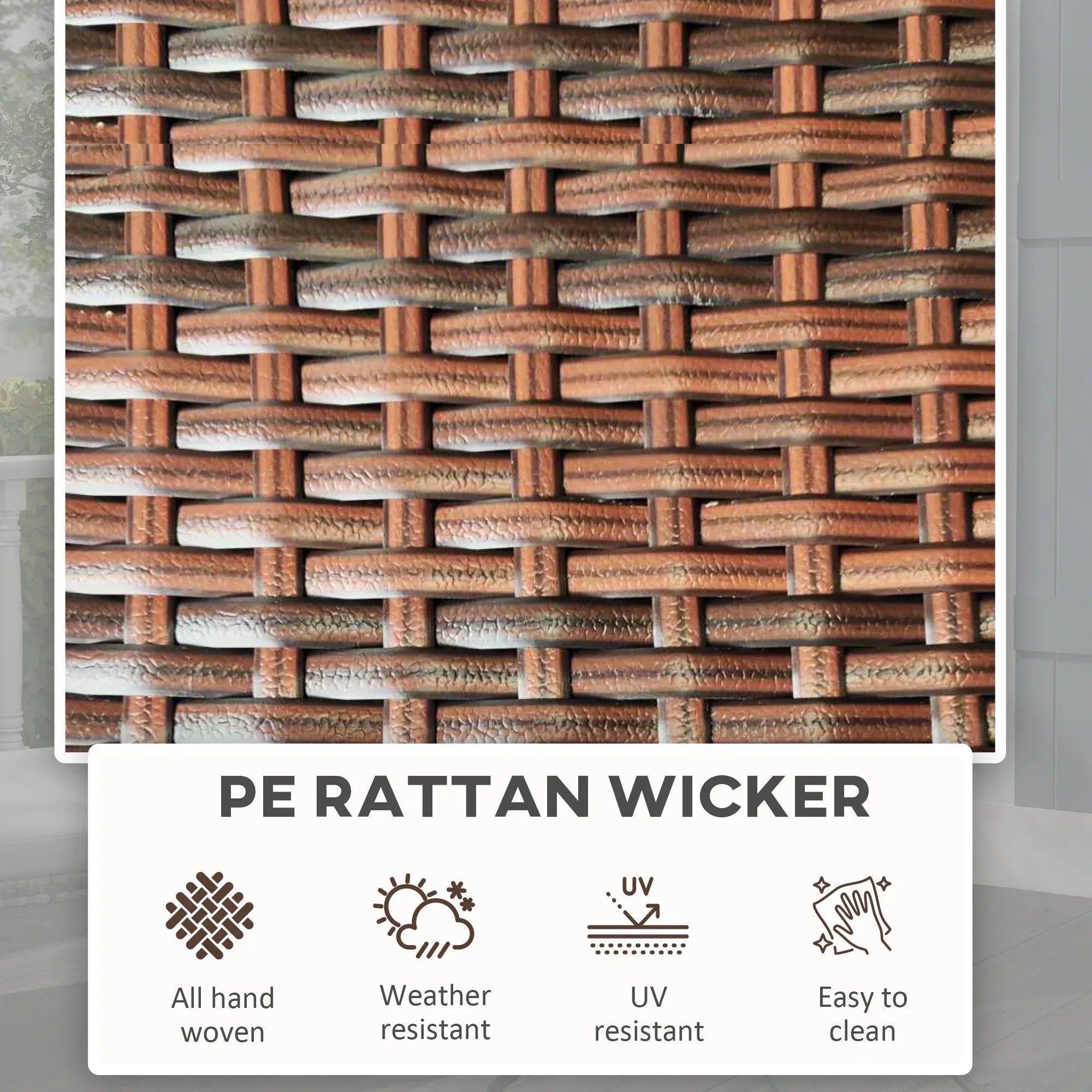 Foldable PE Rattan Outdoor Coffee Table, Metal Frame Wicker Round Side Table, Coffee Table Side Table for Lawn, Garden, Mixed Brown - Bobobiy