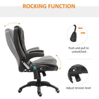 Heated massage office chair with high back, side controls, push-pull lock and recline hardware