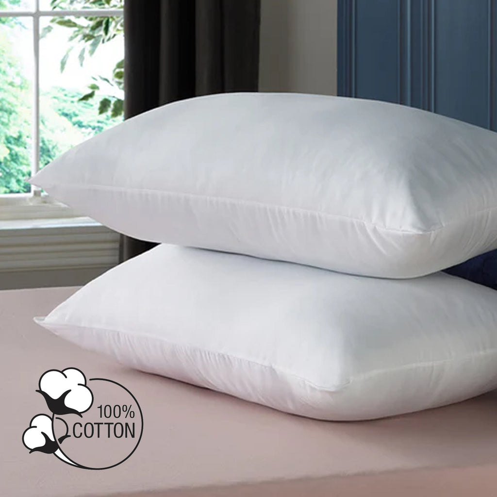 2 Pack Luxury Egyptian Cotton Blend Pillows Hotel Quality Soft Medium Support for Restful Sleep