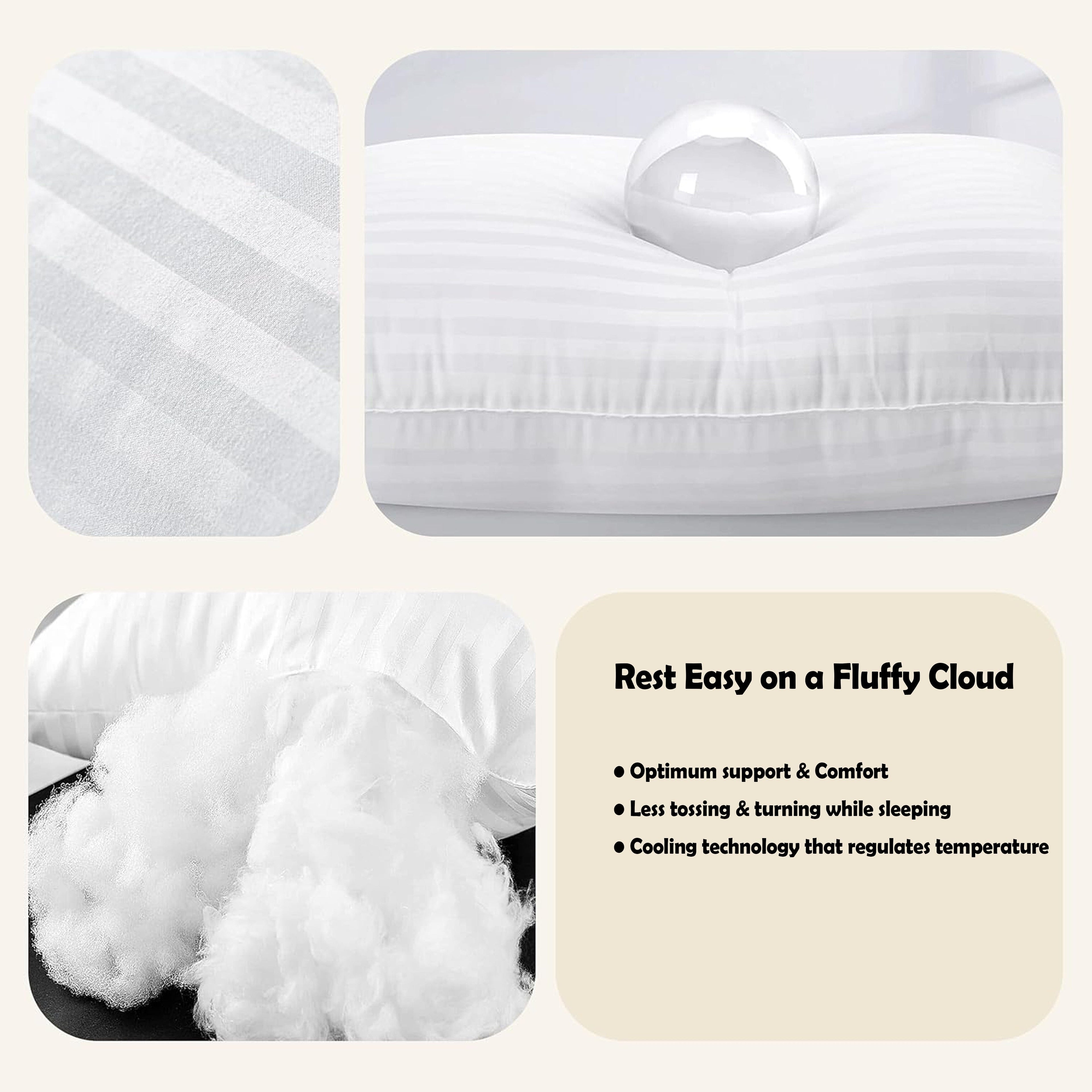 2 Pack Luxury Hotel Pillows Hypoallergenic Hollowfibre Soft Medium Support for Comfortable Sleep