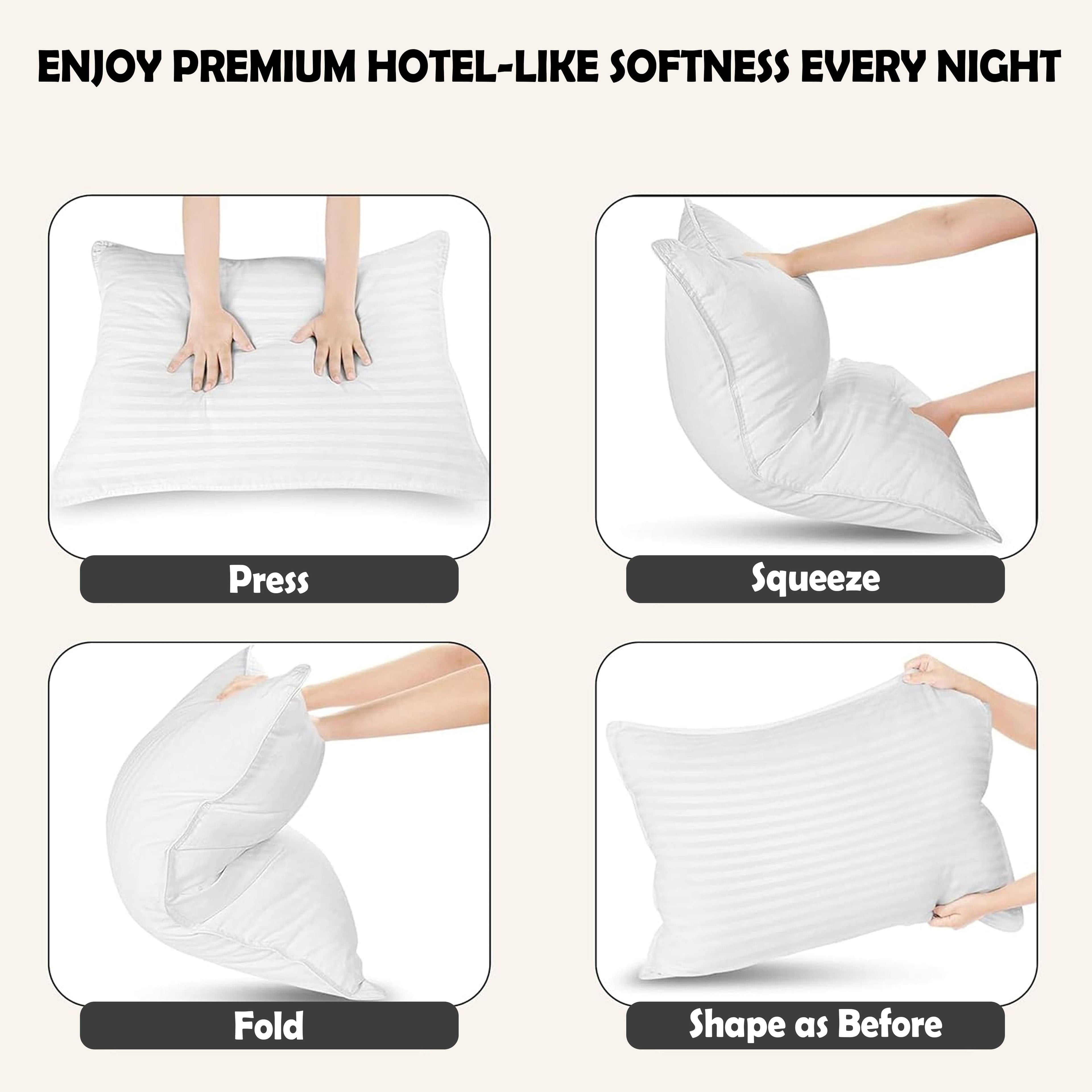 2 Pack Luxury Hotel Pillows Hypoallergenic Hollowfibre Soft Medium Support for Comfortable Sleep