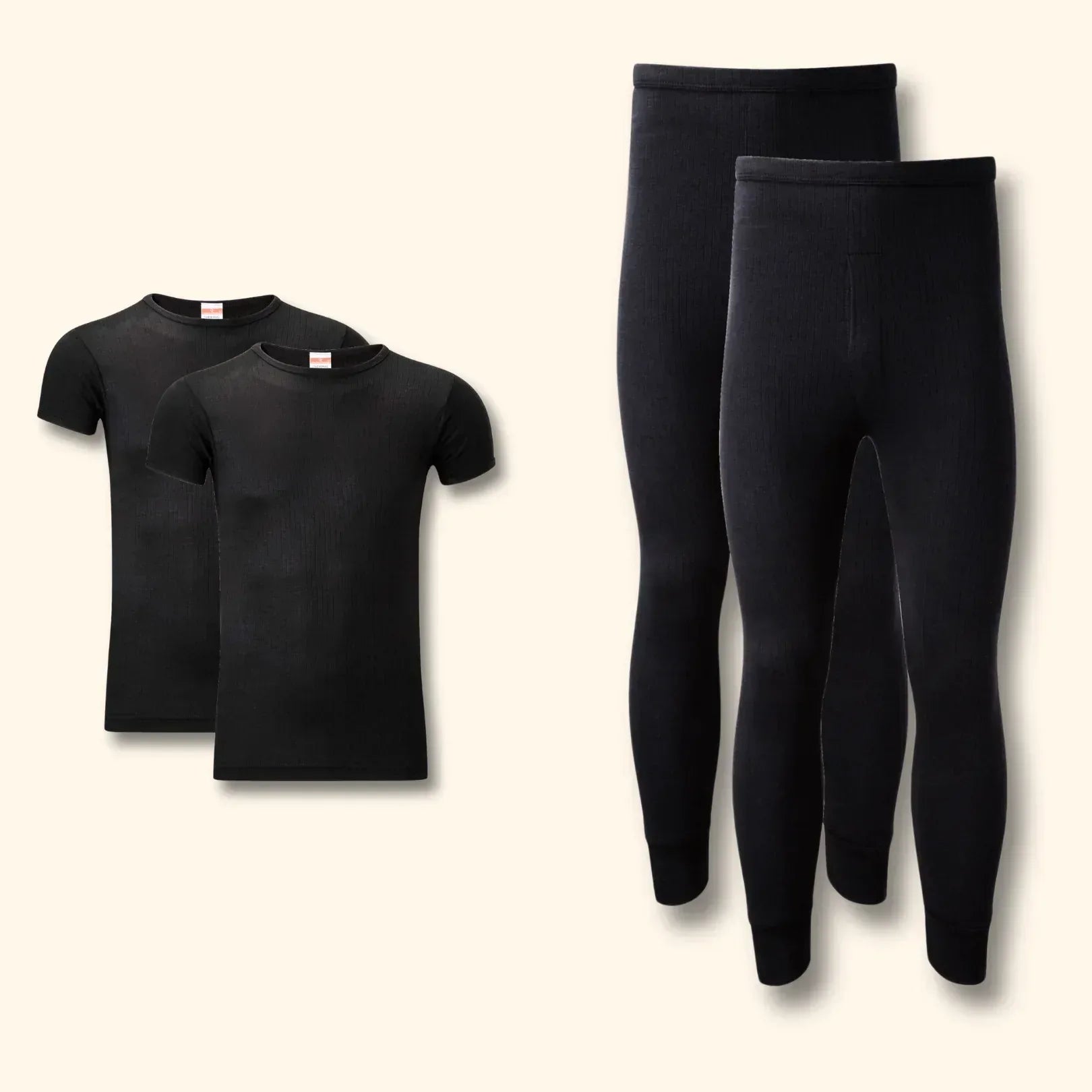 2-pack-mens-thermal-underwear-set-t-shirt-tops-and-long-john-bottoms-warm-baselayer-insulated-brushed-yarn-for-winter-outdoor-sports-in-small-to-xxl-white-black-grey-navy-by-heatwave - Bobobiy