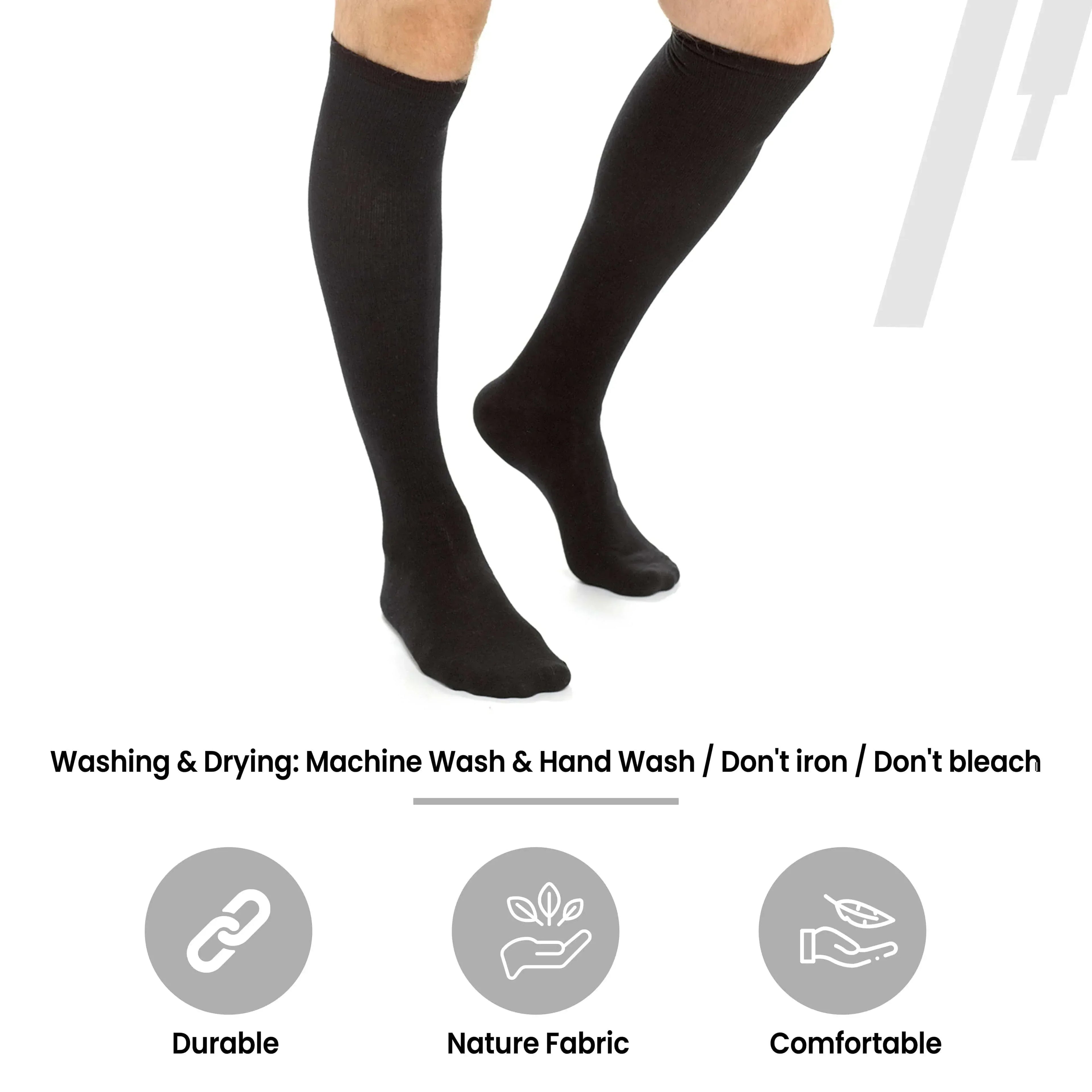 2-pairs-unisex-travel-socks-black-long-knee-high-breathable-flight-socks-by-sock-stack-socks-1176798627 - Bobobiy
