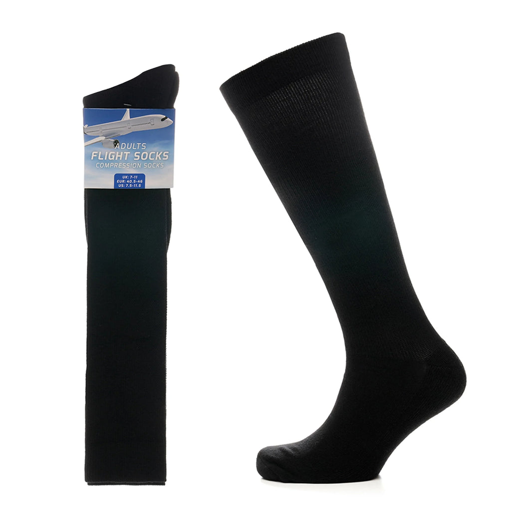 2-pairs-unisex-travel-socks-black-long-knee-high-breathable-flight-socks-by-sock-stack-socks-1176798631 - Bobobiy