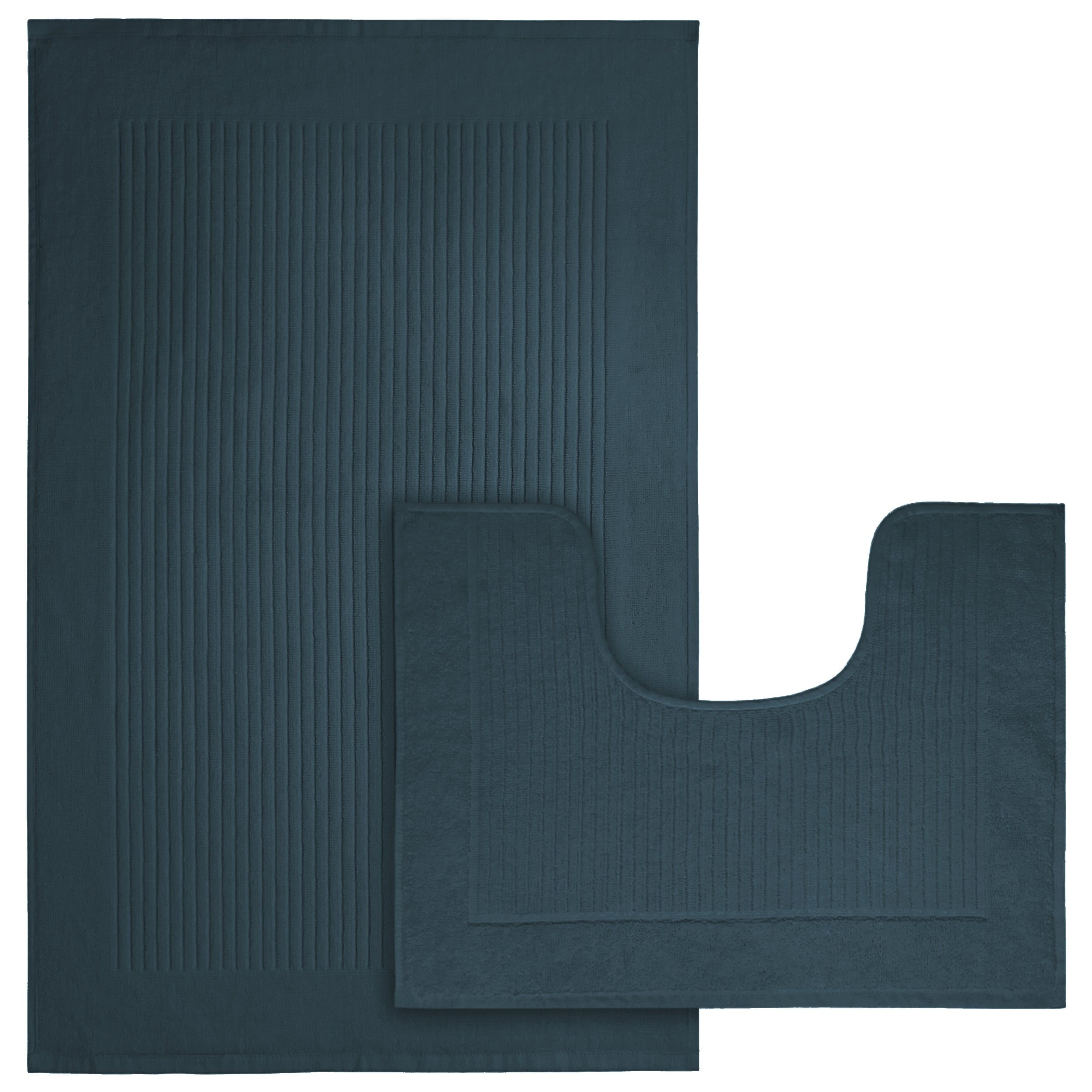 2 Piece Monaco Non Slip Bath Mat and Pedestal Set Water Absorbent Bathroom Rug Set 100 Percent Cotton Mats for Safety and Comfort