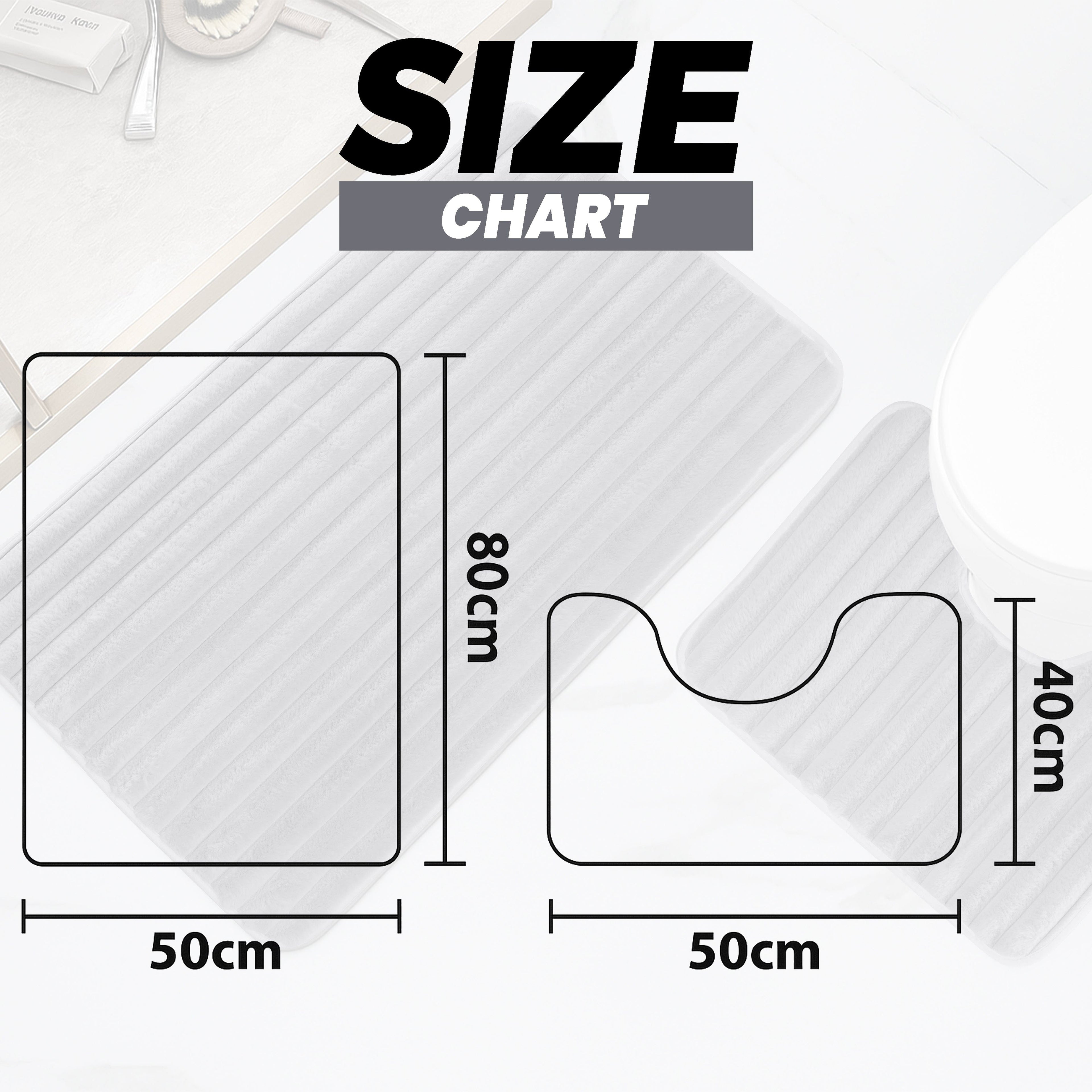 2 Piece Ribbed Bath Mat Set in Charcoal Extra Soft Non Slip Super Absorbent Bathroom & Toilet Mats Easy Care Rug