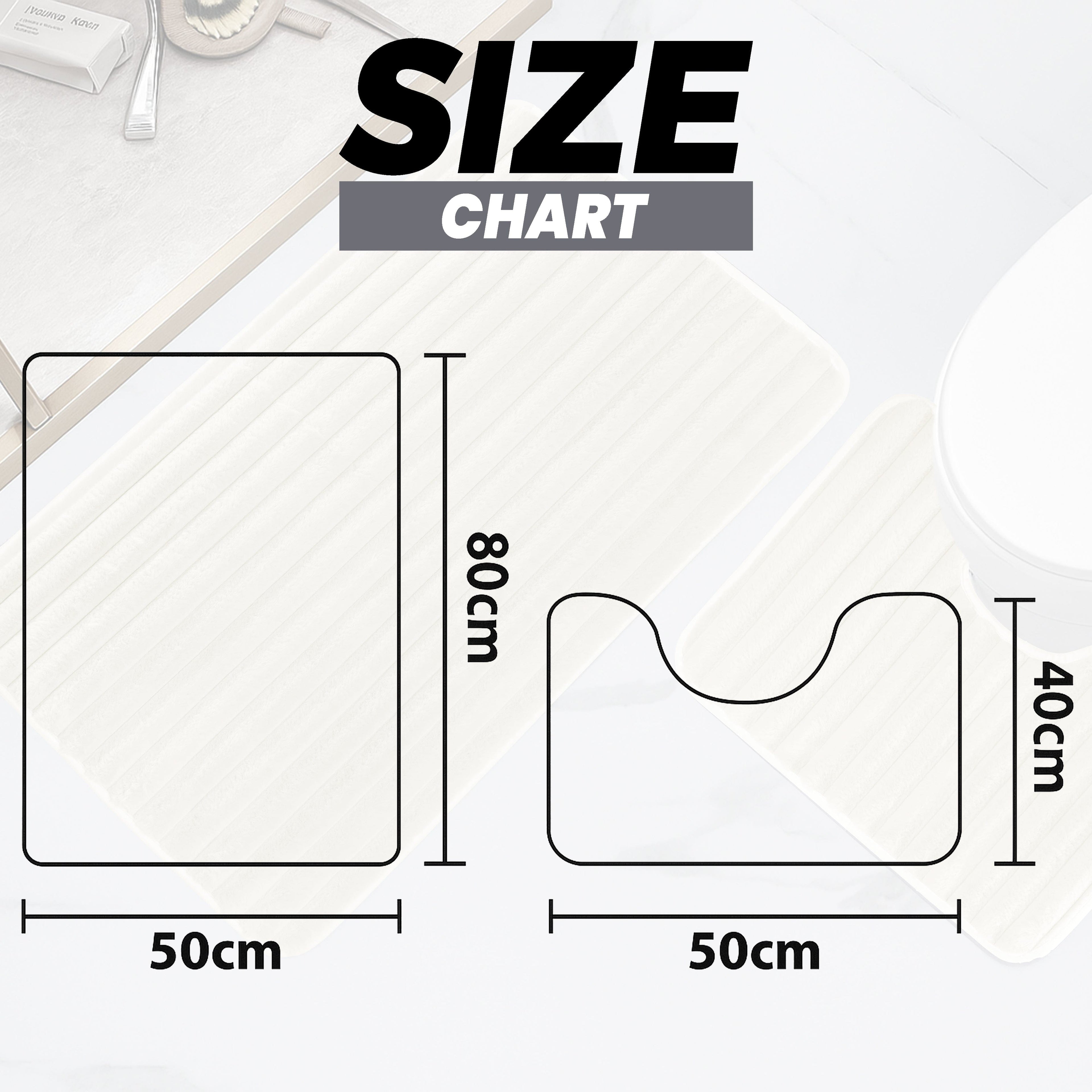 2 Piece Ribbed Bath Mat Set in Cream Extra Soft Non Slip Super Absorbent Bathroom & Toilet Mats Easy Care Rug