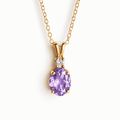 Gold vermeil pendant necklace with oval lavender amethyst and clear accent stones