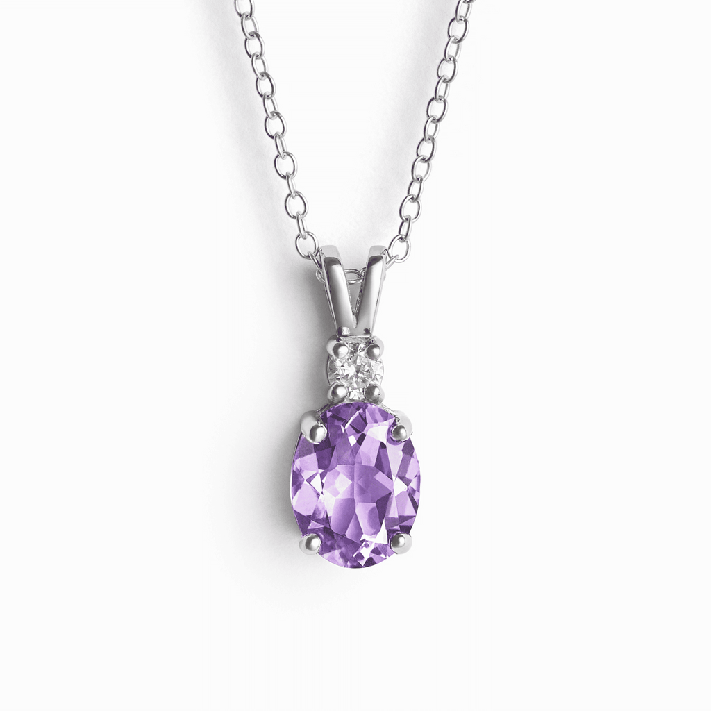 Sterling silver lavender amethyst pendant necklace with oval gemstone