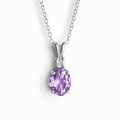 Sterling silver lavender amethyst pendant necklace with oval gemstone