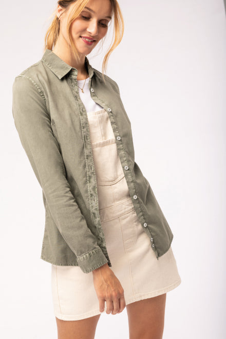 Organic Washed Long Sleeve Shirt: Ladies